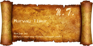 Murvay Timur névjegykártya